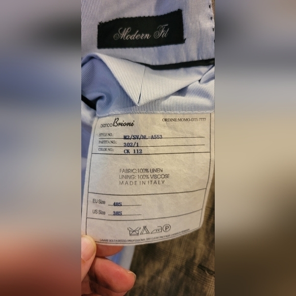 Bianco Brioni Firenze Two Button Brown Beige Pure 100% Linen Modern Fit 38S Coat - Picture 9 of 14